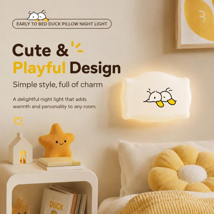 ZHL001Y Early To Bed Pillow Duck Night Light Touch Sensor Bedside Lamp