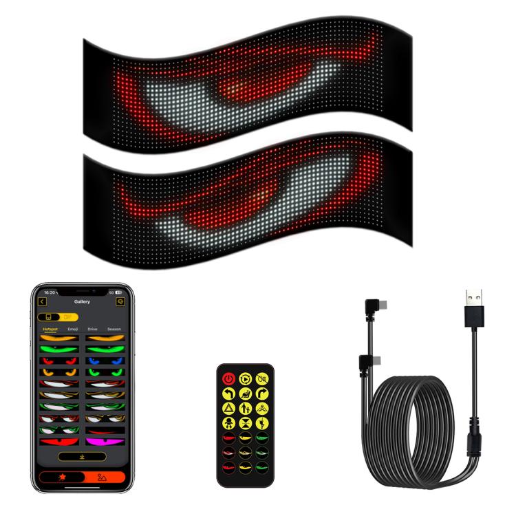 Red dot LED matrix flexible strips with remote, phone app, and USB cable kit