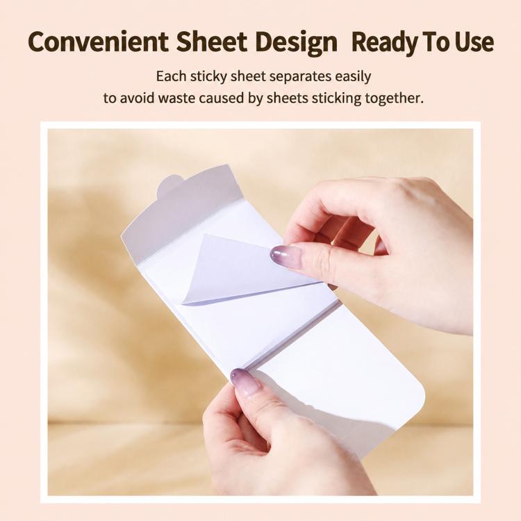 Lint remover sheet stickers separated by hand from a white backing