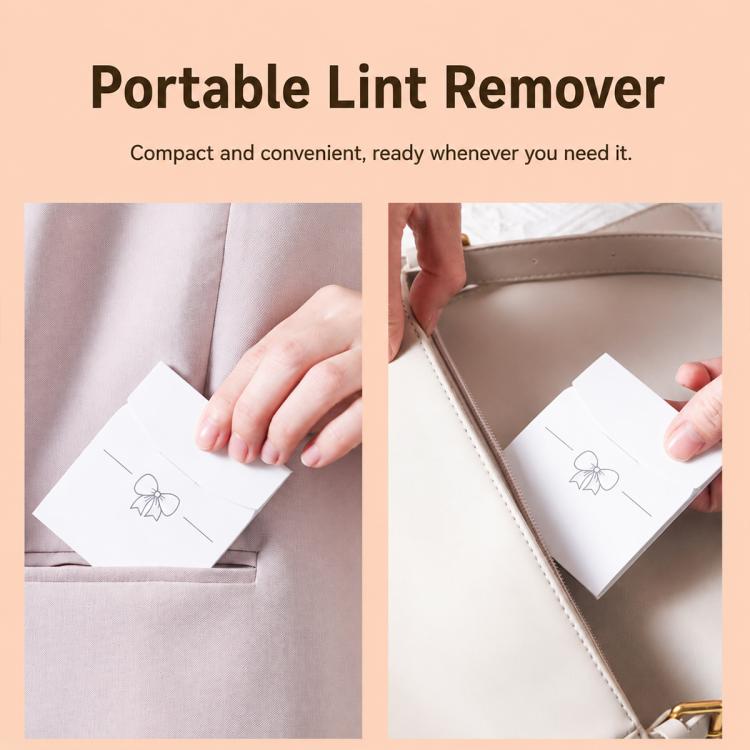 Portable lint remover stickers applying to clothing and bag lining