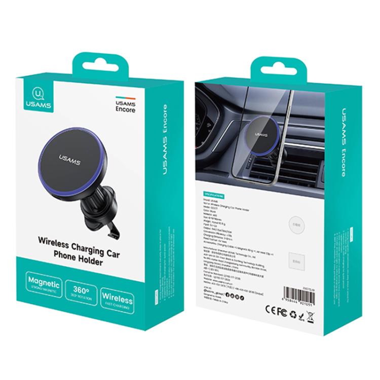 Magnetic wireless charging car phone holder product box, air vent mount, 15W, 360°