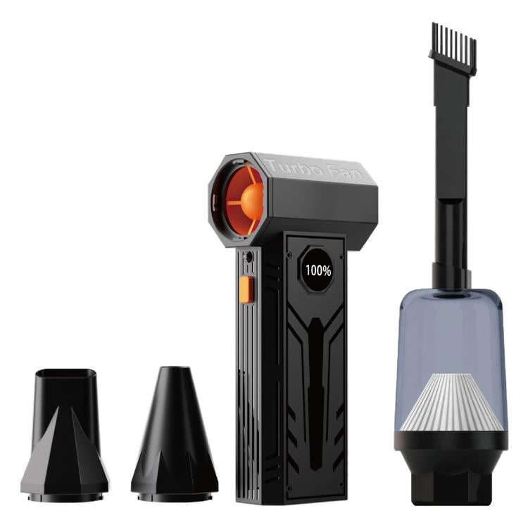 Multi-functional handheld hair dryer/air blower with orange fan and black body