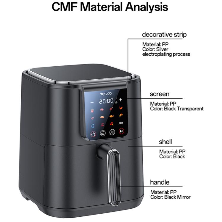 Yesido EC35 6L 1500W Touch Screen NTC Temperature Control Air Fryer, EU Plug, UK Plug