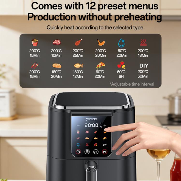 Yesido EC35 6L 1500W Touch Screen NTC Temperature Control Air Fryer, EU Plug, UK Plug
