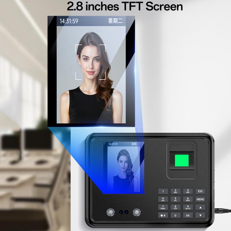 Yesido KM30 2.8 inch Screen Face Fingerprint Recognition Attendance Machine, EU Plug, UK Plug