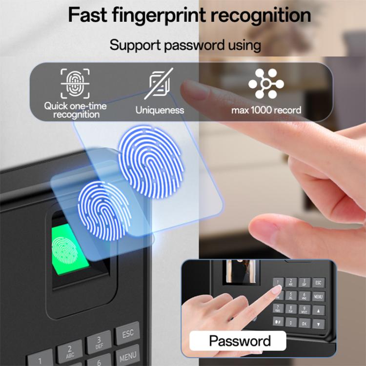Yesido KM30 2.8 inch Screen Face Fingerprint Recognition Attendance Machine, EU Plug, UK Plug