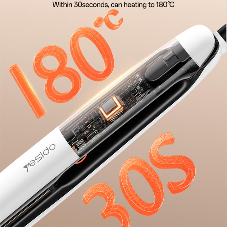 Hair straightener with heating elements graphic inside the plate area