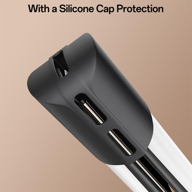 Hair straightener with silicone cap protection on the cable end housing