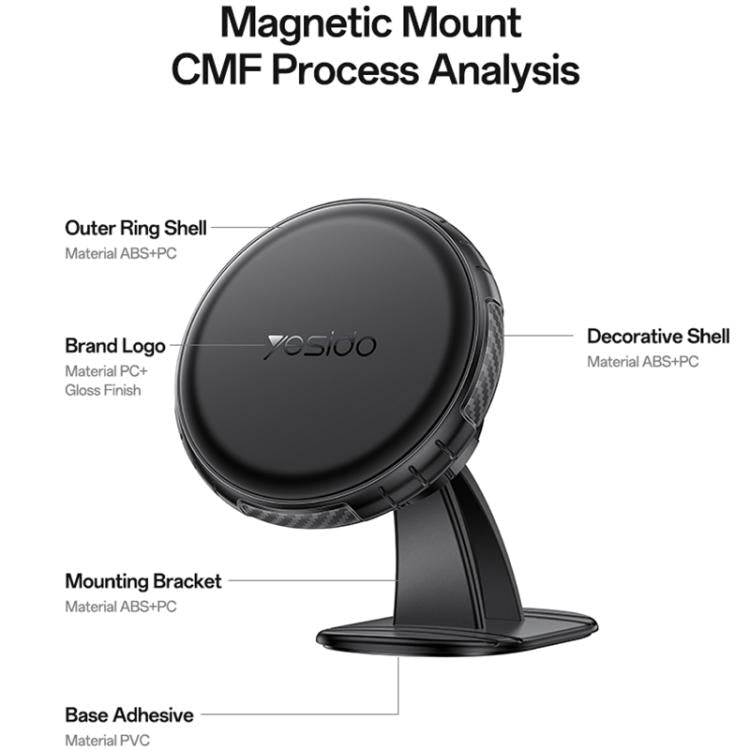 Yesido magnetic mount with decorative shell, mounting bracket, and base adhesive