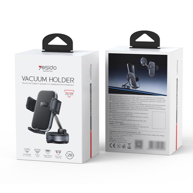 Car vacuum phone holder retail box with mounted phone holder graphic, C283