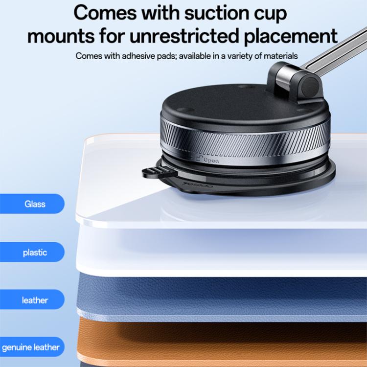Car phone holder suction cup mount with textured base, designed for dashboards