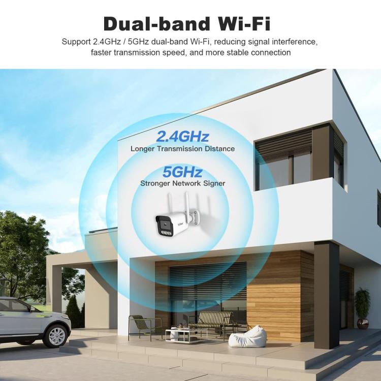 Srihome WiFi outdoor security camera device focus with dual antennas and lens module
