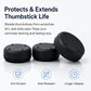 Black silicone thumbstick caps protecting controller thumbsticks from wear