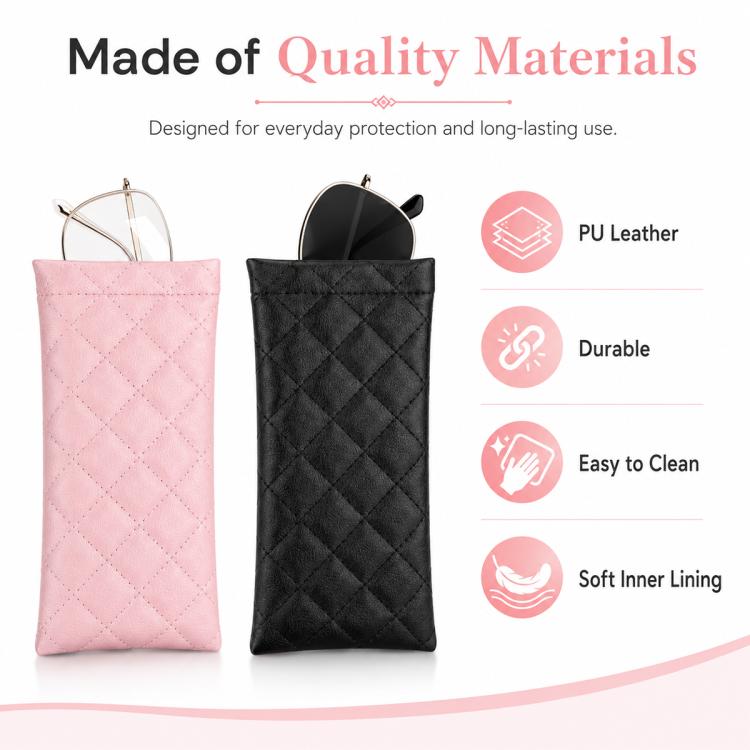 2pcs / Set Waterproof PU Leather Glasses Storage Bag