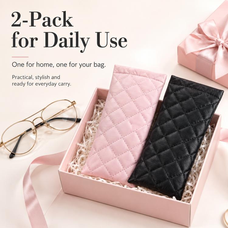 2pcs / Set Waterproof PU Leather Glasses Storage Bag