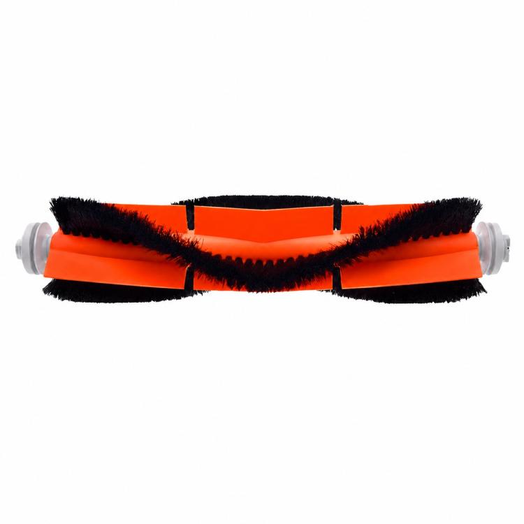 Replacement main brush assembly with orange base and black bristle roller, side roller caps
