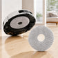 Gray microfiber mop pads with center holes, two round replacement pads