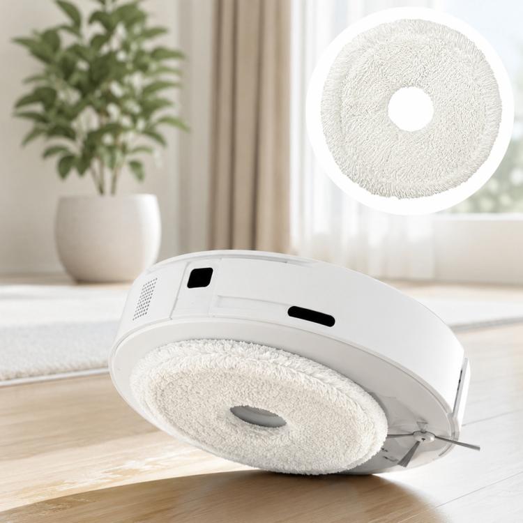 White microfiber mop pad with center hole, circular replacement pad