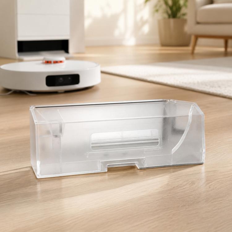 Clear plastic dust box flap accessory insert for robot vacuum