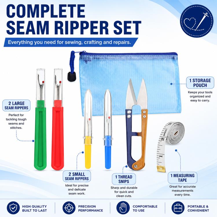 6pcs / Set DIY Sewing Seam Ripper Kit Thread Seam Remover