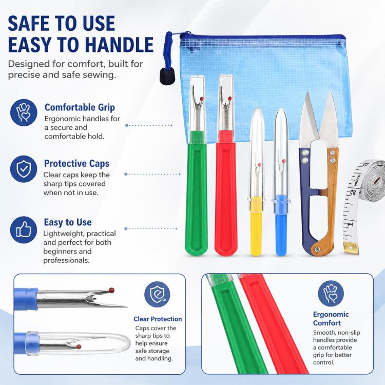 6pcs / Set DIY Sewing Seam Ripper Kit Thread Seam Remover