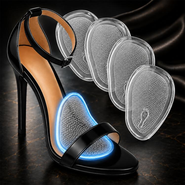 2 Pairs Half Size Self-adhesive Shock-absorbing Anti-slip Forefoot Pads