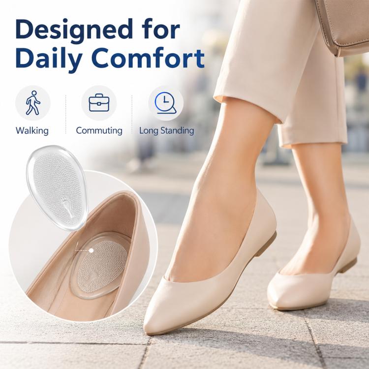 2 Pairs Half Size Self-adhesive Shock-absorbing Anti-slip Forefoot Pads