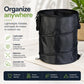 Black lightweight folding storage bucket with carry handles for indoor or outdoor use