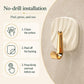 No Drill Light Luxury Plastic Adhesive Hooks Traceless Heavy-Duty Clothes Hook, Gold Hook