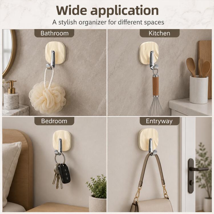 No Drill Light Luxury Plastic Adhesive Hooks Traceless Heavy-Duty Clothes Hook, Silver Hook