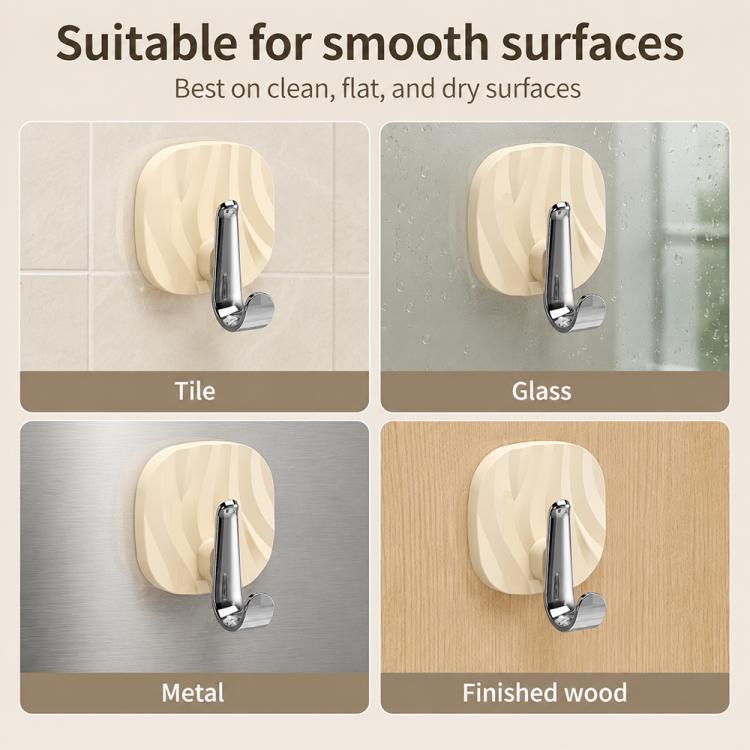 No Drill Light Luxury Plastic Adhesive Hooks Traceless Heavy-Duty Clothes Hook, Silver Hook