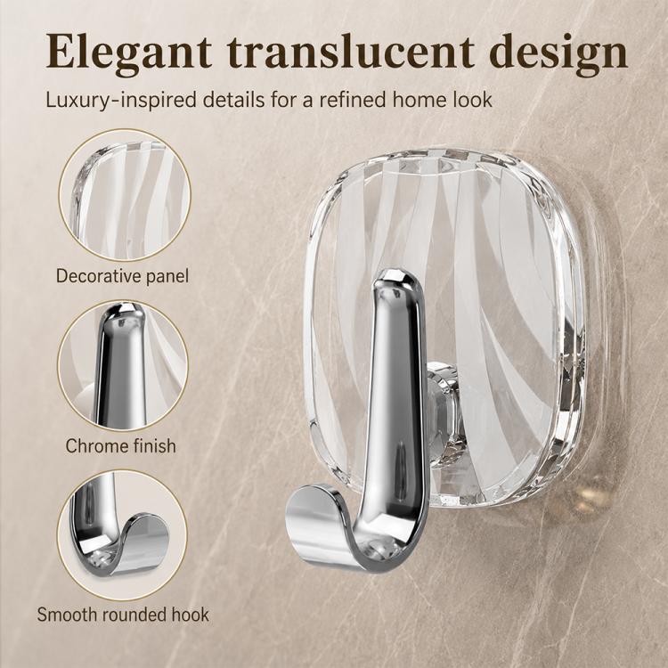 No Drill Light Luxury Plastic Adhesive Hooks Traceless Heavy-Duty Clothes Hook, Silver Hook