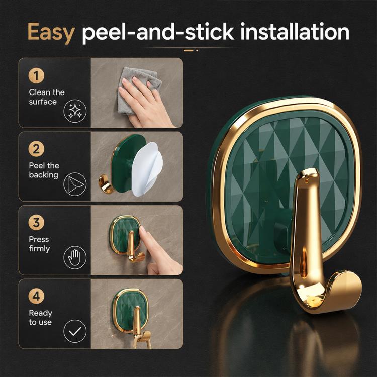 No Drill Light Luxury Plastic Adhesive Hooks Traceless Heavy-Duty Clothes Hook, 1PC