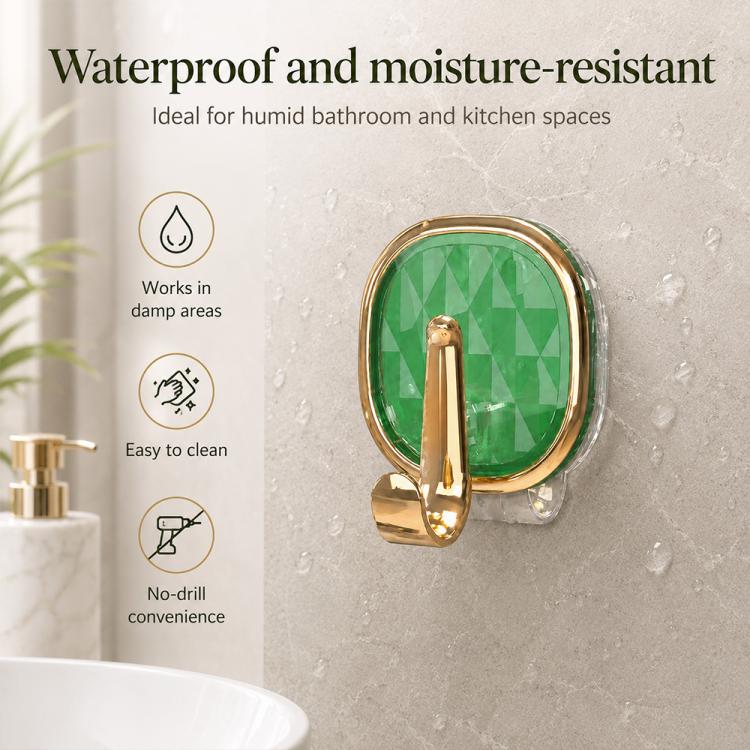 No Drill Light Luxury Plastic Adhesive Hooks Traceless Heavy-Duty Clothes Hook, 1PC