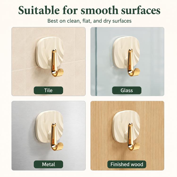 4pcs No Drill Light Luxury Plastic Adhesive Hooks Traceless Heavy-Duty Clothes Hook, 4PCS Gold Hook