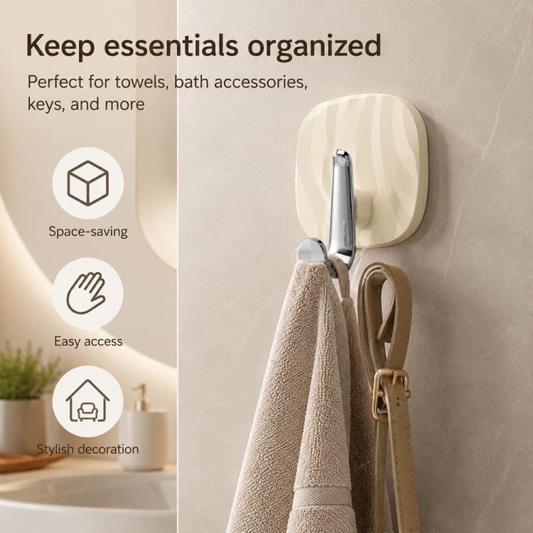 4pcs No Drill Light Luxury Plastic Adhesive Hooks Traceless Heavy-Duty Clothes Hook, 4PCS Silver Hook