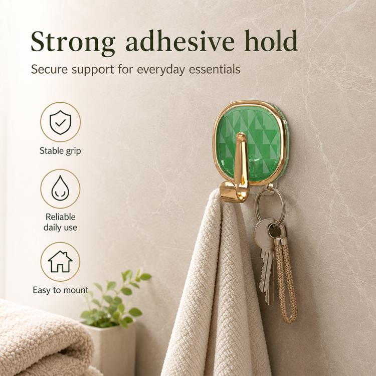 4pcs No Drill Light Luxury Plastic Adhesive Hooks Traceless Heavy-Duty Clothes Hook, 4PCS