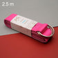 Two-tone cotton yoga stretch belt with metal ring, 2.5 m, rose pink/magenta.
