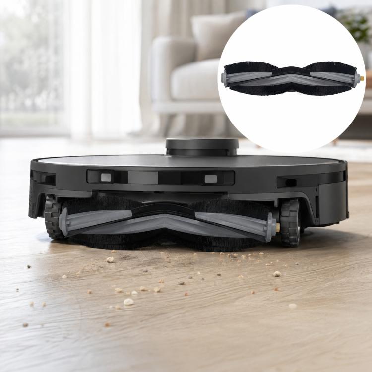 Main brush replacement for robotic vacuum, black and gray bristle roller assembly