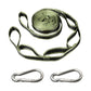 Outdoor swing rope strap set with green webbing and 2 metal quick buckles