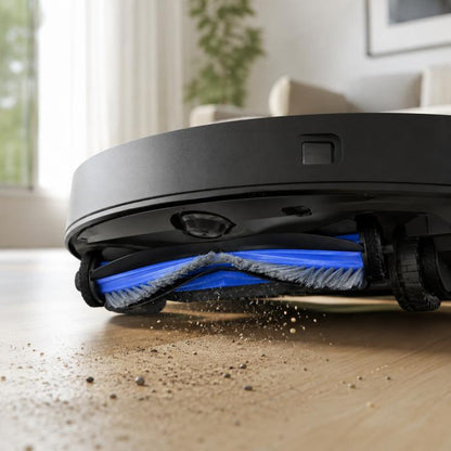 Roller mop pad with blue microfiber on a cleaning roller attachment
