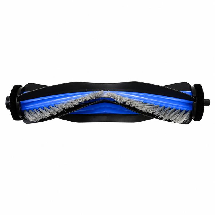 Main roller brush with blue bristle core and gray textured side bristles
