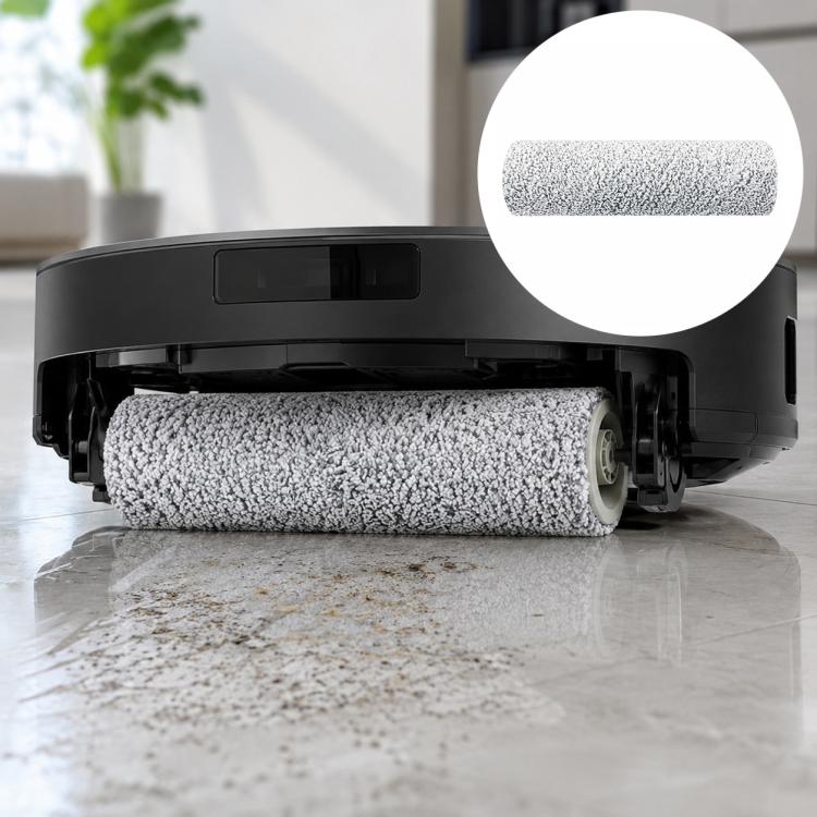 Roller mop with gray microfiber pad attached to a robot cleaning base