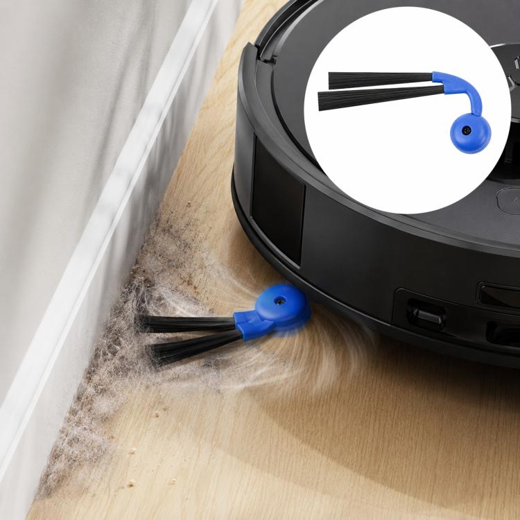 Blue-tipped side brush with bristles for robot vacuum edge cleaning