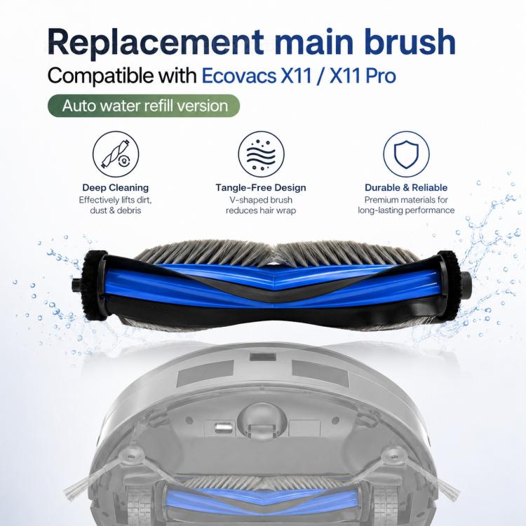 Replacement main brush with blue bristle rows for robot vacuum cleaning
