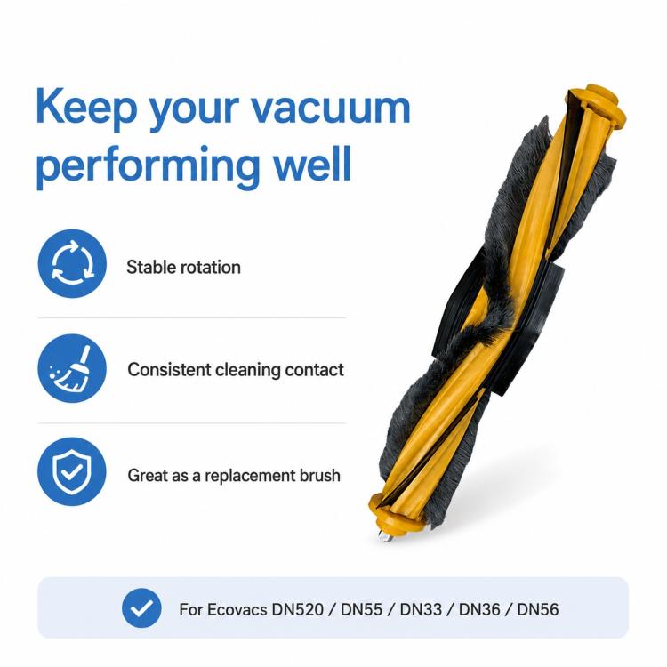 Replacement main brush for robot vacuum with stable rotation yellow-and-black bristles