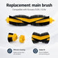 Replacement main brush with yellow end caps and black bristle roller for robot vacuum