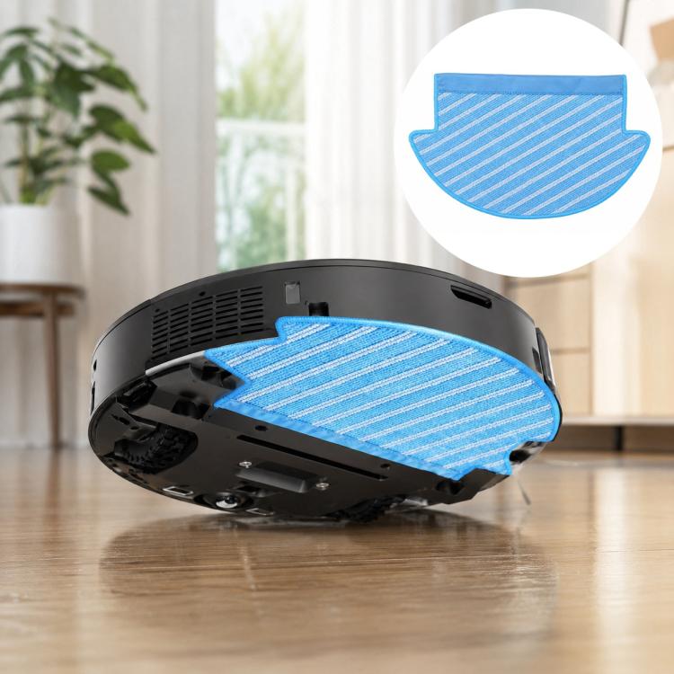 Blue microfiber mop pad for robot vacuum, rectangular with Velcro backing