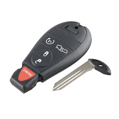 5-button car key fob shell case with key blade and button icons, black