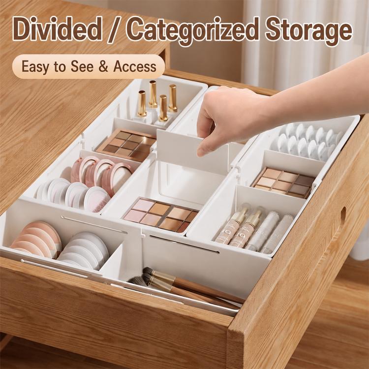 Retractable Drawer Storage Box, 3 in 1 24-29x22x5.5cm, 3 in 1 30-37x22x5.5cm